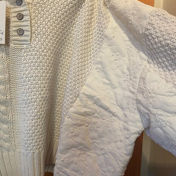 Pol Quilting Patch Cable Knit Jacket Womens Sz M New with Tags - Picture 3 of 10